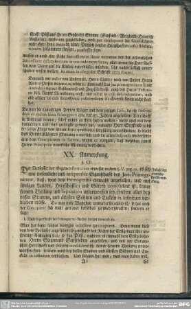 XX. Anmerckung