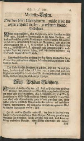 Mühl-Beschau Gebühren.