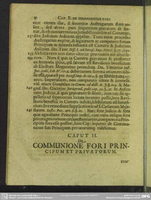 Caput II. De Communione Fori Principum Privatorum