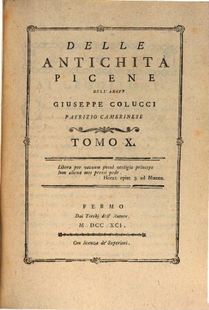 Delle Antichitá Picene. 10