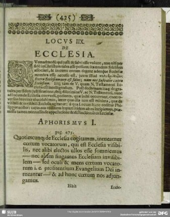 Locus IIX. De Ecclesia