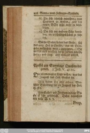 Epistel am Sonntage Quasimodogeniti. 1 Joh. V, 4 - 10.