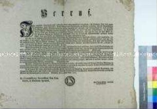 Verordnung von Maximilian III. Joseph Kurfürst von Bayern bezüglich des Verbots der Ausfuhr von Schaf- und Hammelfleisch und der zu niedrigen Preisen für Fleisch durch eigene Untertanen oder Ausländer