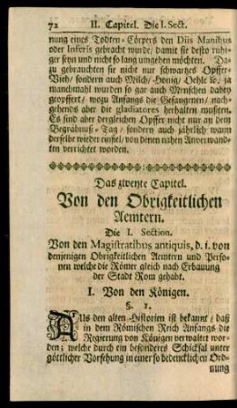 Das zweyte Capitel. Von den Obrigkeitlichen Aemtern.