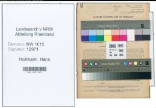 Entnazifizierung Hans Hollmann , geb. 17.04.1921 (Kaufmaennischer Angestellter)