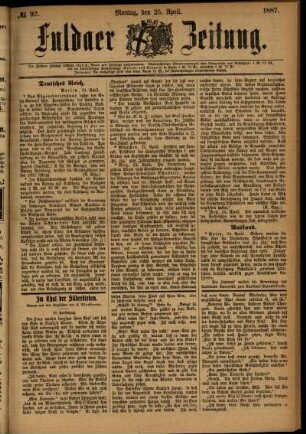 Ausgabe vom Montag, den 25. April 1887.