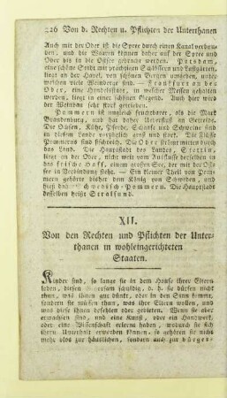 XII. Von den Rechten und Pflichten der Unterthanen in wohleingerichteten Staaten
