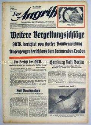 Tageszeitung "Der Angriff" u.a. zum Luft- und See-Krieg gegen England