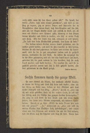 Sechse kommen durch die ganze Welt.