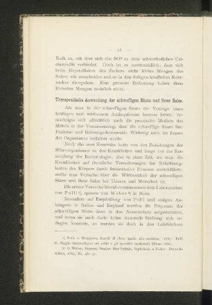 Therapeutische Anwendung der schwefligen Säure und ihrer Salze.