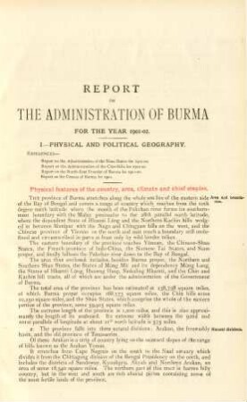 [Departmental chapters] Report on the administration of Burma for the year 1901-02