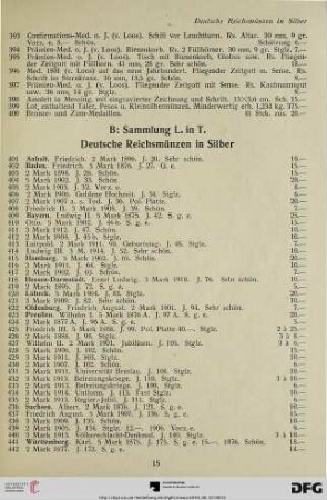 Deutsche Reichsmünzen in Silber (Nr. 401-447)