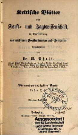 Kritische Blätter für Forst- und Jagdwissenschaft. 24. 1847
