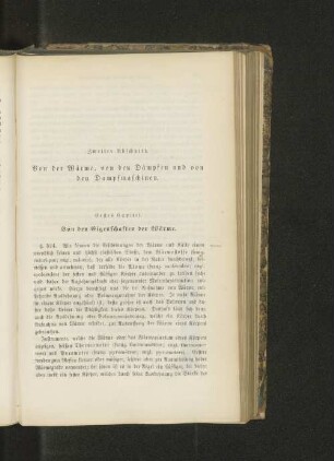 Zweiter Abschnitt. Von der Wärme, von den Dämpfen und von den Dampfmaschinen.