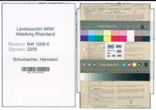Entnazifizierung Hermann Schumacher , geb. 25.12.1889 (Zuschneider)