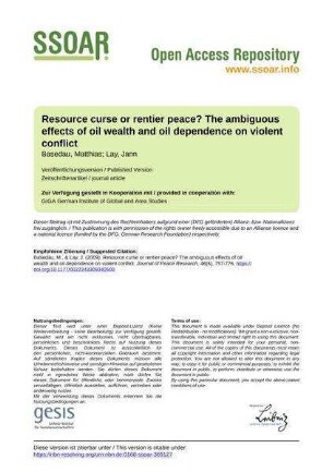 Resource curse or rentier peace? The ambiguous effects of oil wealth and oil dependence on violent conflict