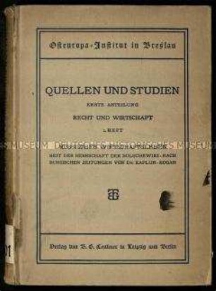 Veröffentlichung über das Arbeits- und Wirtschaftsleben in Russland seit der Herrschaft der Bolschewiki
