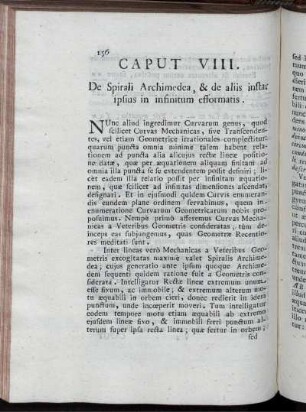 Caput VIII. De Spirali Archimedea, & de aliis instar ipsius in infinitum efformatis.