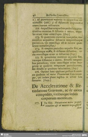De Acceleratione & Retardatione Gravium, ac de motu composito, viribusque insitis corporum motorum
