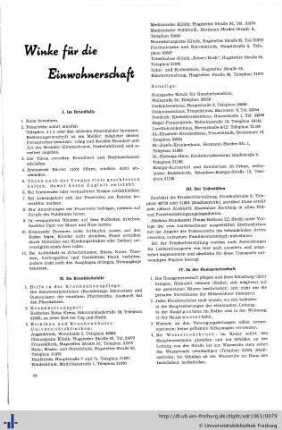 Winke für die Einwohnerschaft, Sehenswertes, Erklärungen der Zeichen und Abkürzungen.