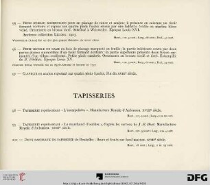 Tapisseries  (Nr. 98-112)