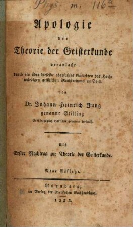 Apologie der Theorie der Geisterkunde