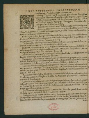 Libri Theologici Theologorum Protestantium, Pontificiorum Et Calvinianorum.