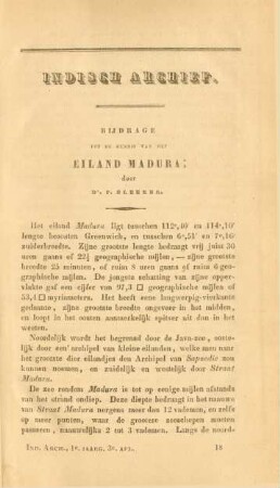 Bijdrage tot de kennis van het eiland Madura ; door Dr. P. Bleeker