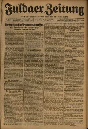 Ausgabe vom Samstag, den 19. August 1922.