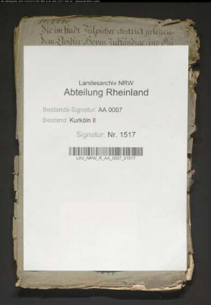 Streitigkeiten der Stadt Zülpich mit dem Dorf Hoven wegen 23 Morgen Land, die dem Kloster Hoven zuständig sind