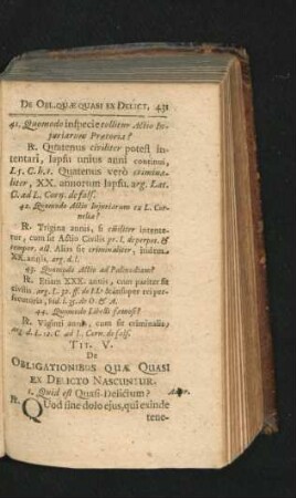 Tit. V. De Obligationibus Quae Quasi Ex Delicto Nascuntur.