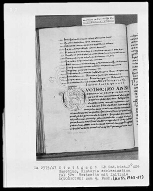 Eusebius, Historia ecclesiastica — Initiale D(UODECIMO), Folio 52verso