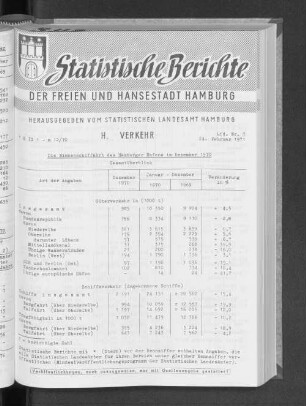 Die Binnenschiffahrt des Hamburger Hafens im Dezember 1970 : Lfd. Nr. 7