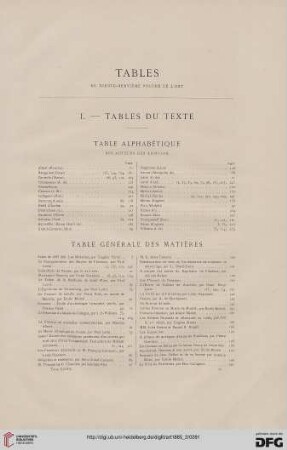Tables du trente-neuvième volume de L'Art