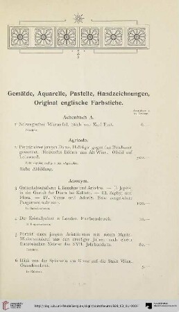 Gemälde, Aquarelle, Pastelle, Handzeichnungen, Original englsiche Farbstiche (Nr. 1-106)