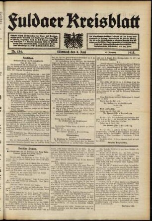 Ausgabe vom Mittwoch, den 09. Juni 1915.