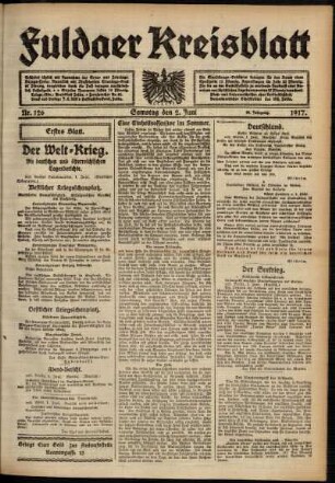 Erste Ausgabe vom Samstag, den 02. Juni 1917.