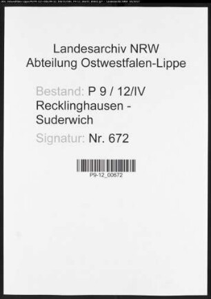 Sterberegister Standesamt IV Recklinghausen-Stadt