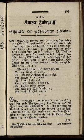 XIII. Kurzer Inbegriff der Geschichte der geoffenbarten Religion.