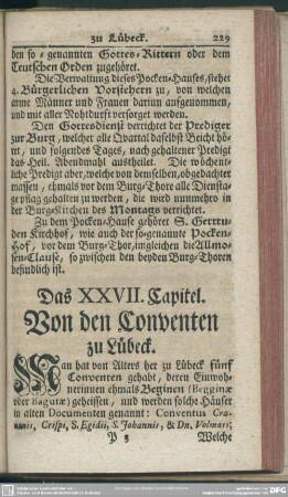 Das XXVII. Capitel. Von den Conventen zu Lübeck