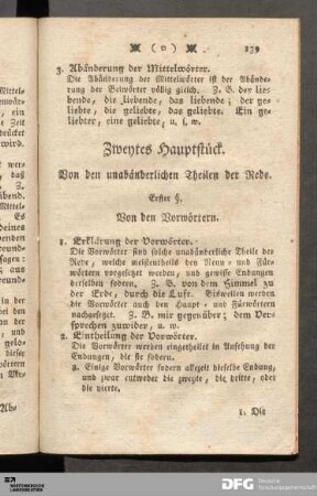 Zweytes Hauptstueck. Von den unabaenderlichen Theilen der Rede