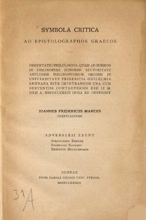 Symbola critica : ad epistolographos Graecos