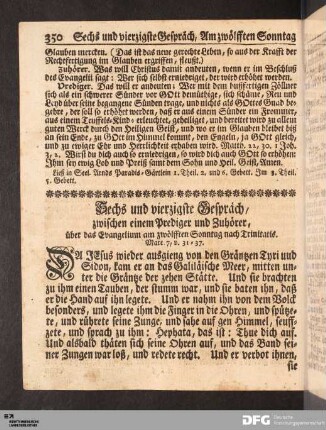Sechs und vierzigste Gespräch, am zwölfften Sonntag nach Trinitatis.