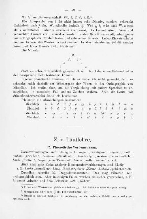 Zur Lautlehre.