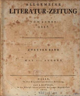 Allgemeine Literatur-Zeitung : ALZ ; auf das Jahr .... 1817, 2