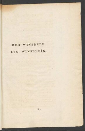 Der Winsbeke. Diu Winsbekîn.