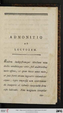 Admonitio ad lectorem