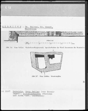 Grundriss und Situationsplan des Hauses Nehlen (von Boeselager) in Berwicke