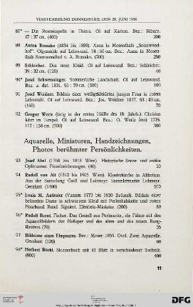 Aquarelle, Miniaturen, Handzeichnungen, Photos berühmter Persönlichkeiten (Nr. 93-202)