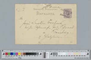 Postkarte an Caroline Brahms